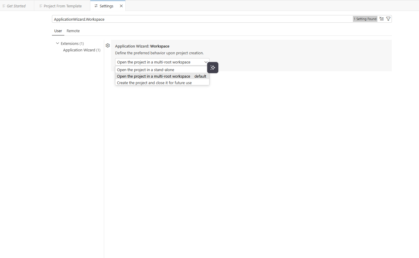 Business Application Studio Workspace Setting