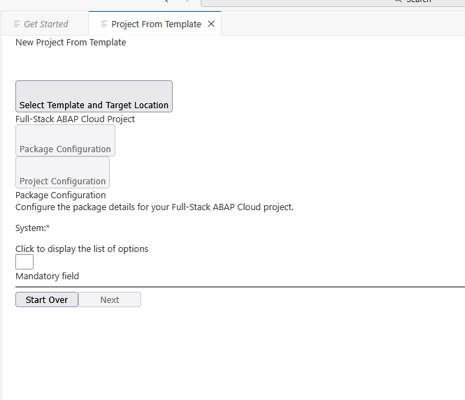ABAP Cloud Project System Selection Empty
