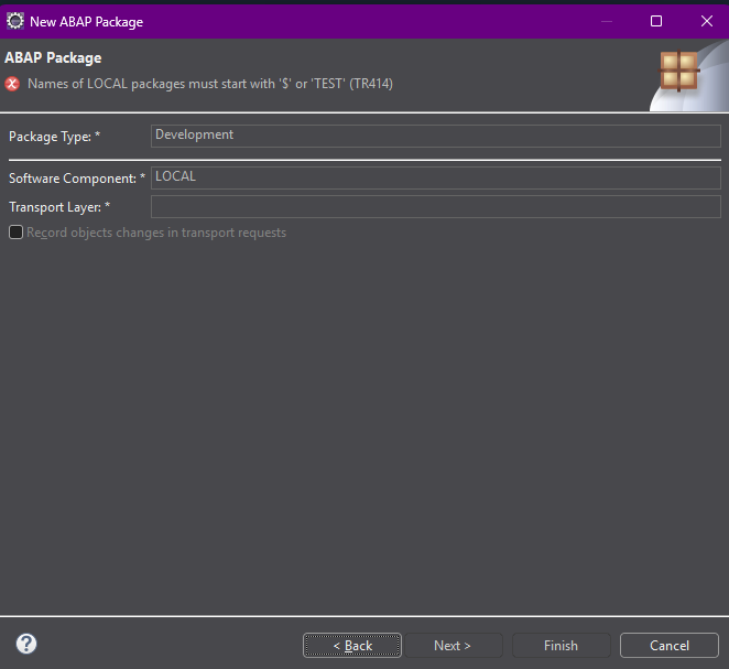 Eclipse Package Software Component Required